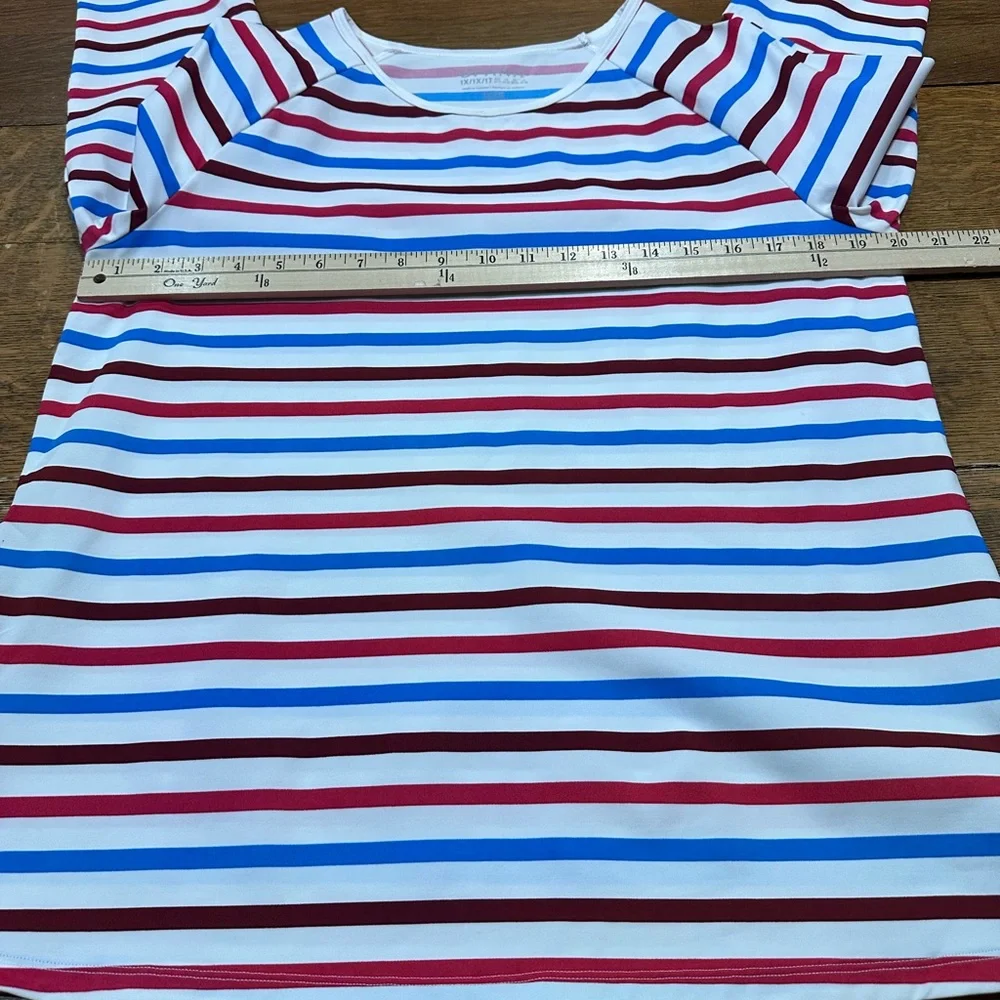 SPANX women’s 1X Long Sleeve Shirt - Red, Blue, and‎ White Stripes AB